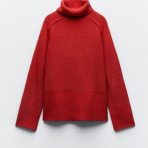 Zara Bold Red Turtleneck Sweater